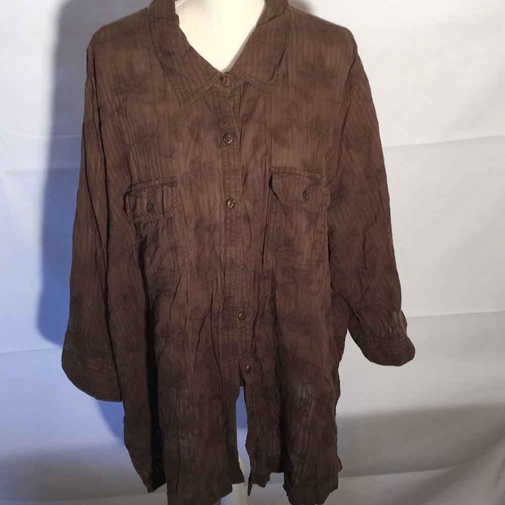 Women’s 4X Brown Button Blouse